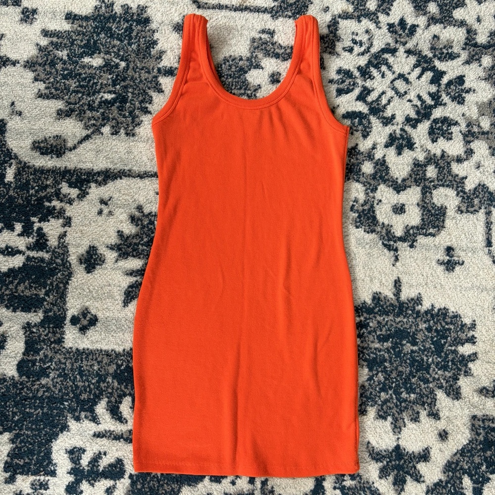 Signature 8 Orange Ribbed Mini Dress LARGE